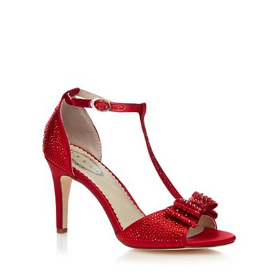 Debut Red 'Dorthy' diamante T-bar high heeled sandal